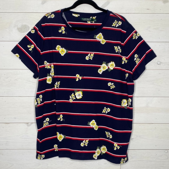 Lauren Ralph Lauren Plus Size Floral Tee Shirt 3X